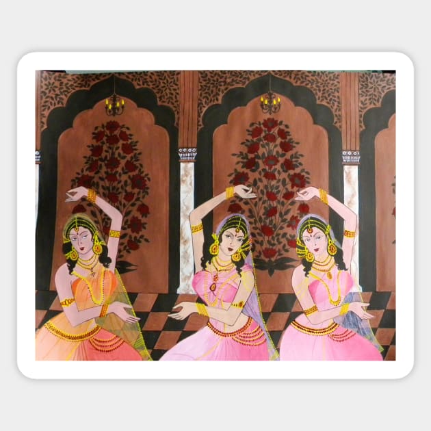 Dancers in the Mughal Court Sticker by Rupaprakash